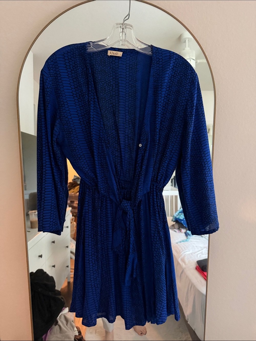 KHAITE Cobalt Blue Tie-Waist Mini Dress